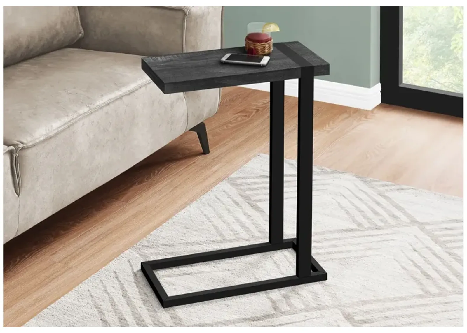 Black Reclaimed Look Chairside Table