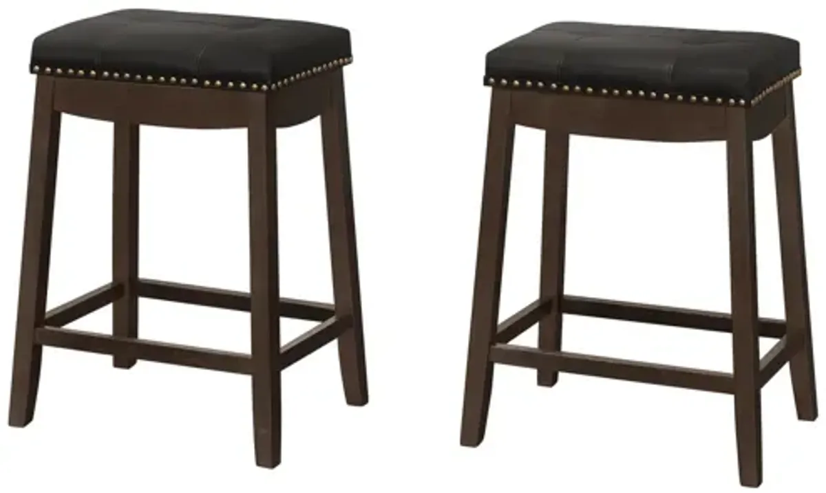 24" Leather-Look Espresso Barstool