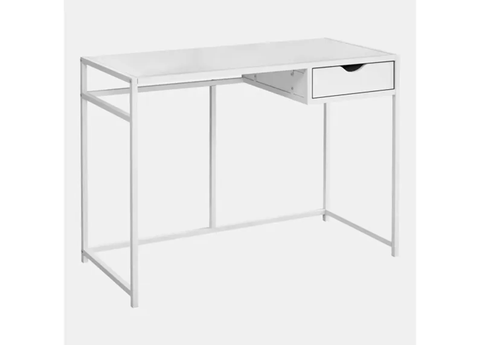 White Metal 48" Computer Desk with Drawer