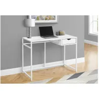 White Metal 48" Computer Desk with Drawer