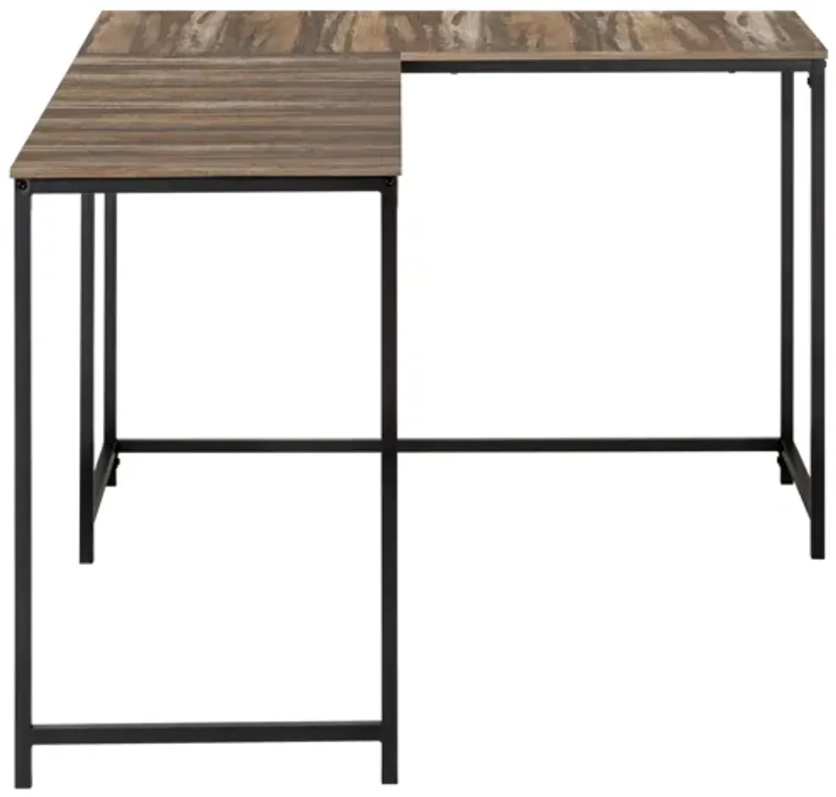 Computer Desk - 58"L/ Brown Reclaimed/ Black Metal Corner