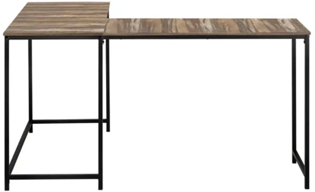 Computer Desk - 58"L/ Brown Reclaimed/ Black Metal Corner