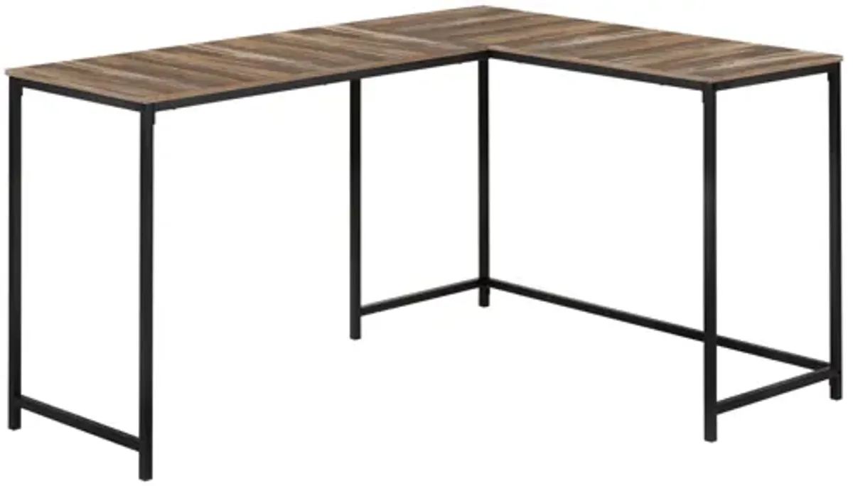 Computer Desk - 58"L/ Brown Reclaimed/ Black Metal Corner