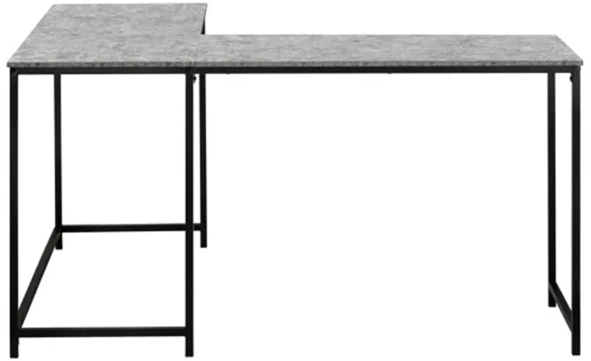 Black Metal & Grey Stone 58" Corner Computer Desk