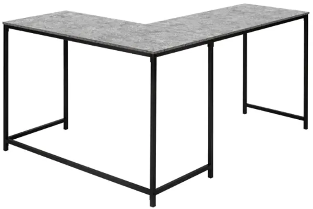 Black Metal & Grey Stone 58" Corner Computer Desk