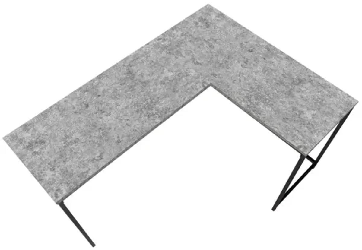 Black Metal & Grey Stone 58" Corner Computer Desk