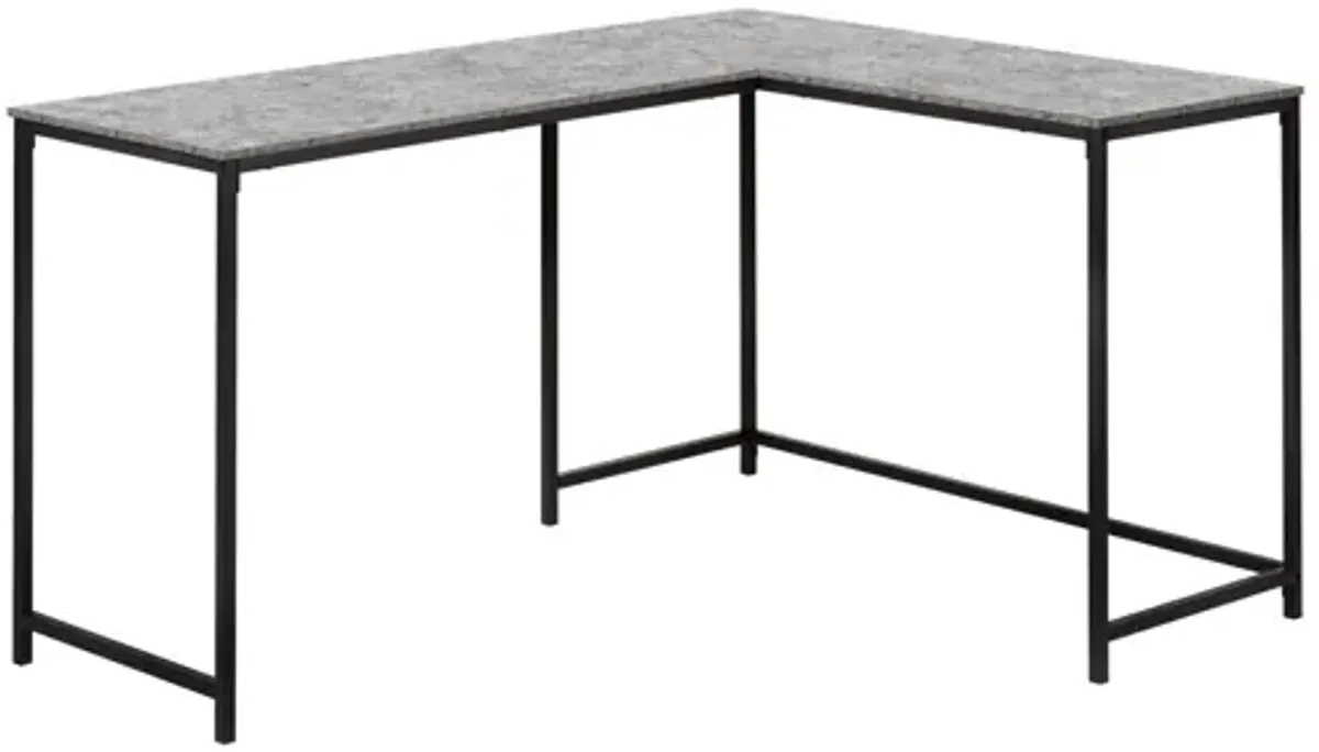 Black Metal & Grey Stone 58" Corner Computer Desk