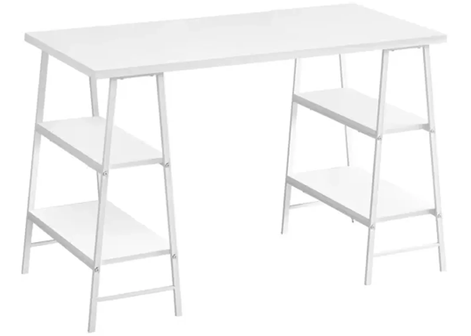 White Metal 48" Computer Desk with Shelves