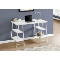 White Metal 48" Computer Desk with Shelves