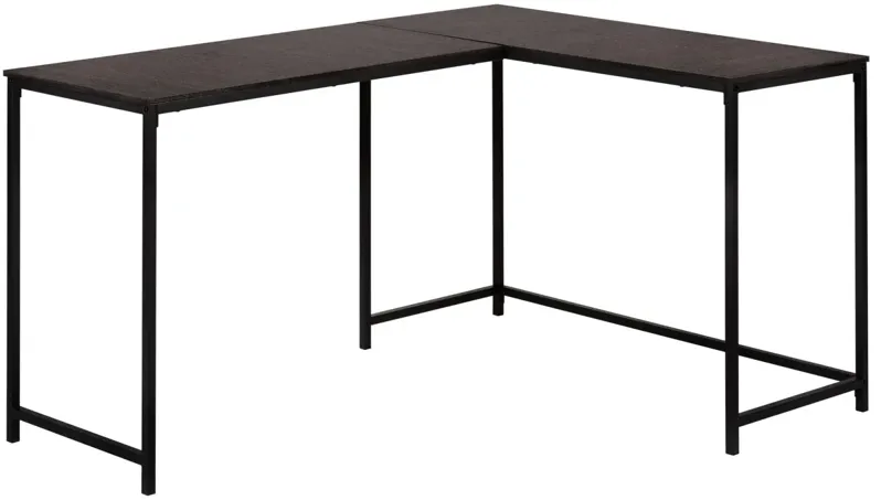 Black Metal & Espresso 58" Corner Computer Desk