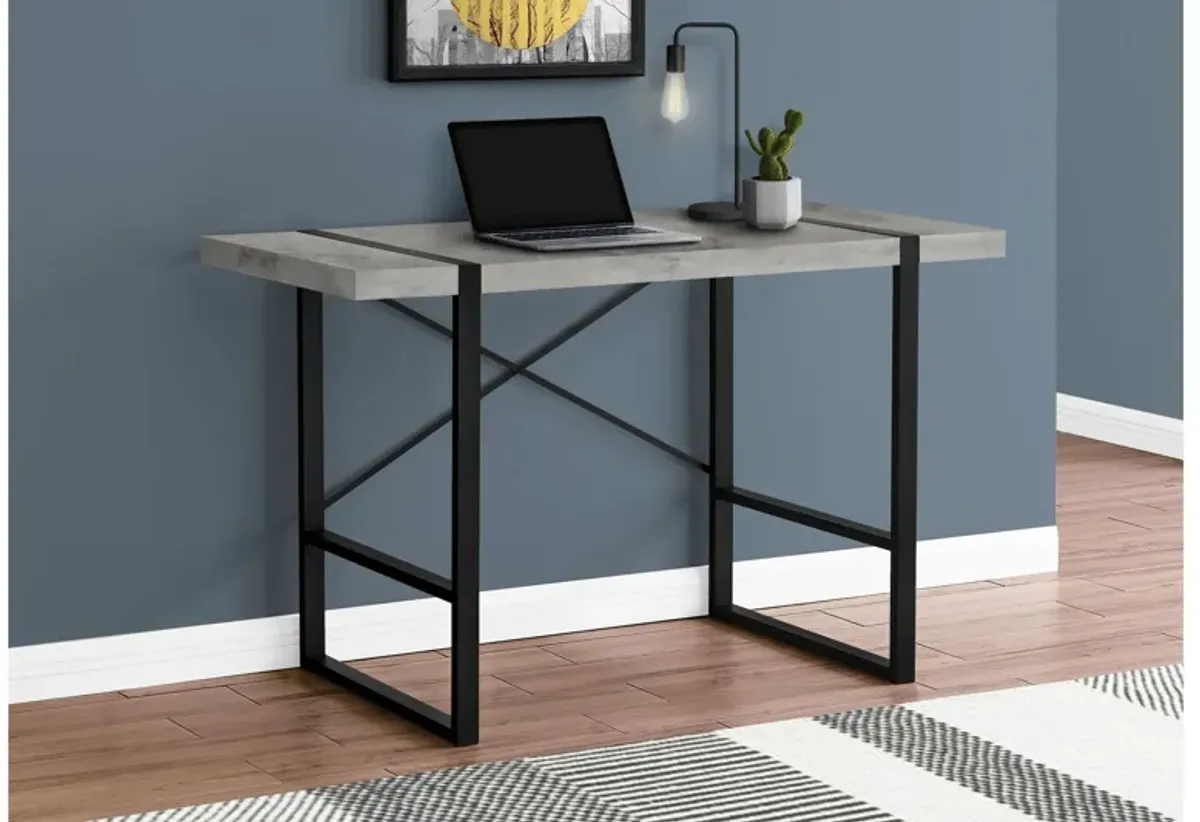 Black Metal & Grey Concrete 48" Computer Desk