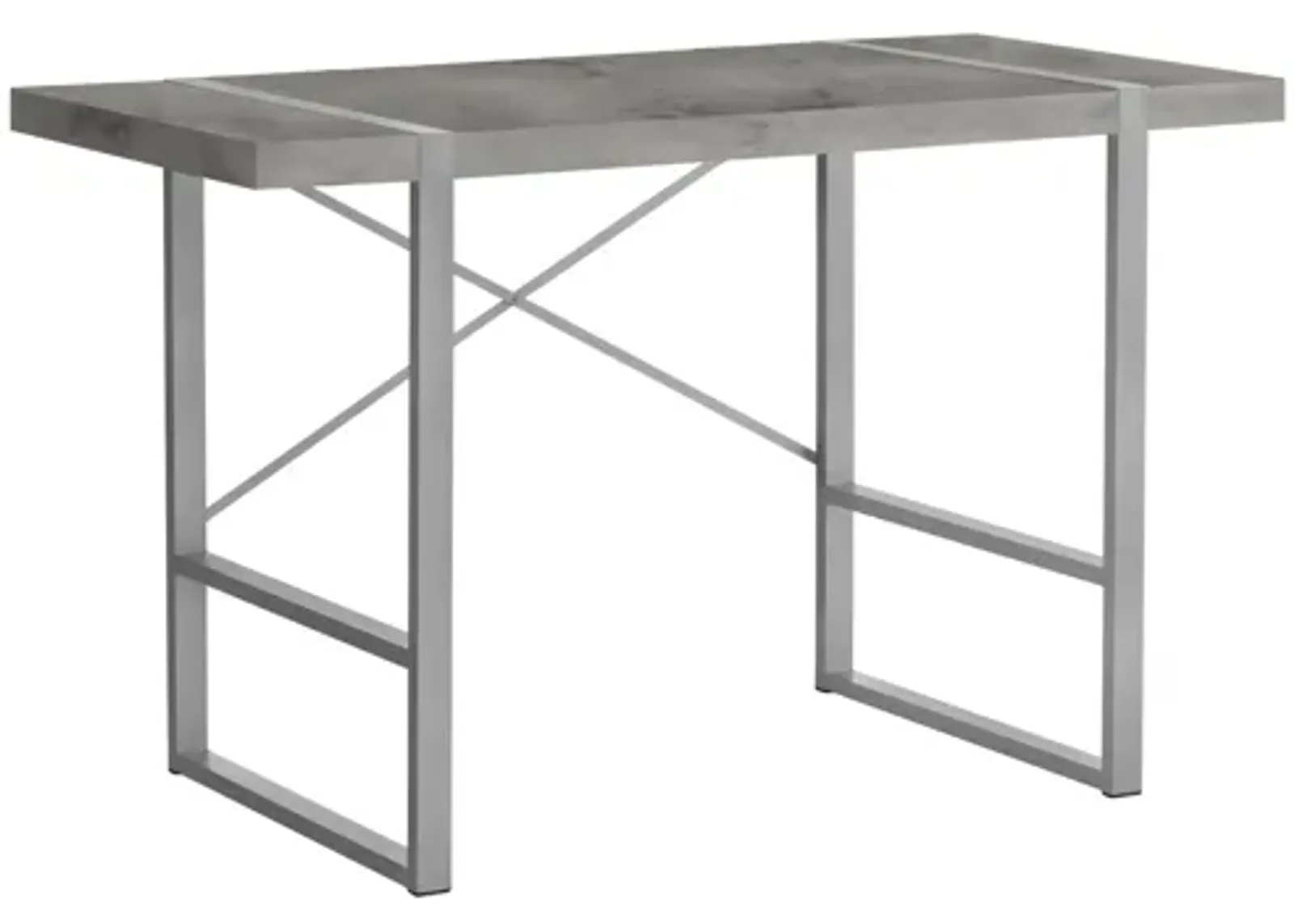 Silver Metal & Grey Concrete 48" Computer Desk