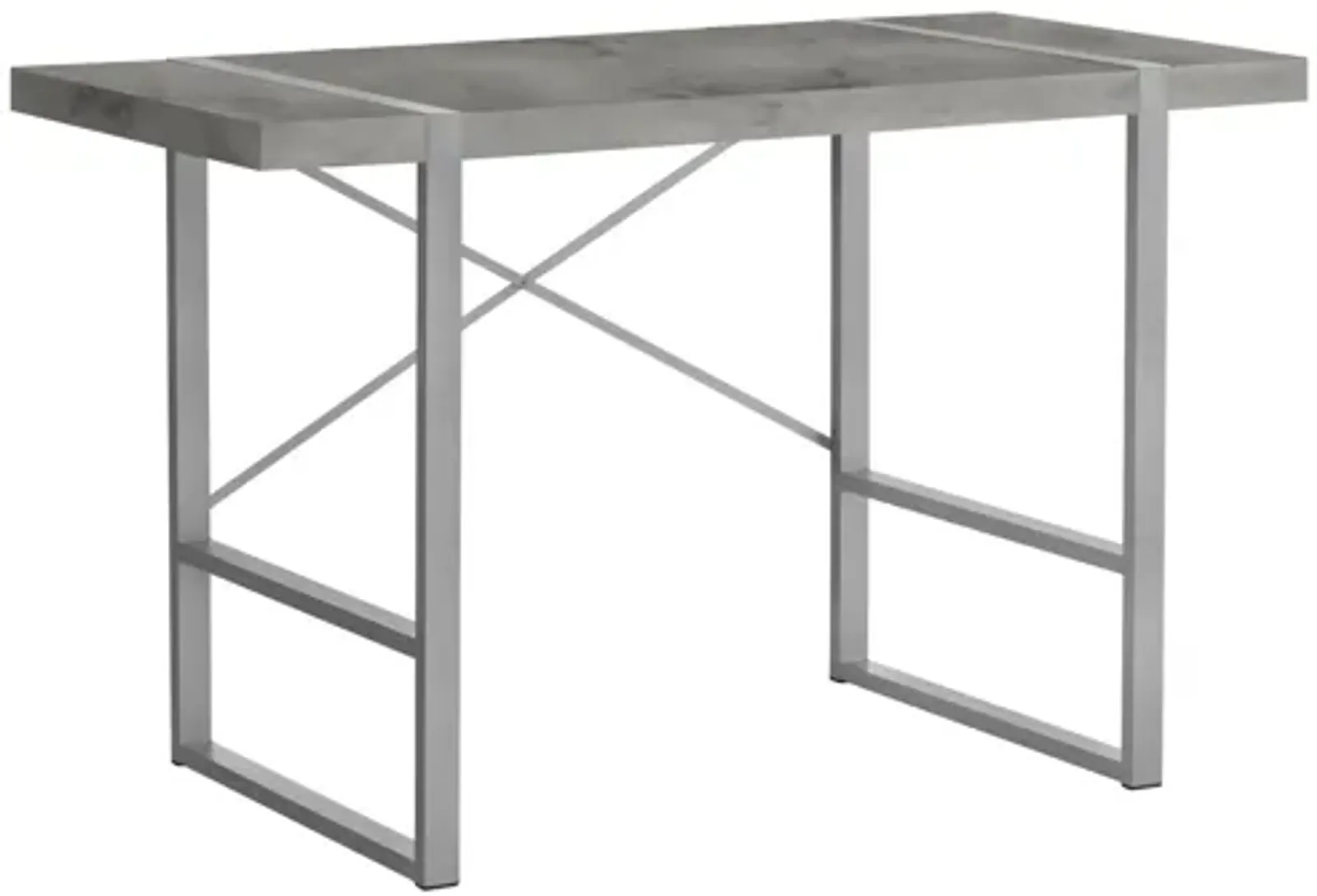 Silver Metal & Grey Concrete 48" Computer Desk