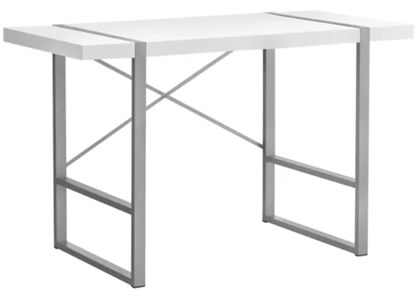 Silver Metal & White 48" Computer Desk