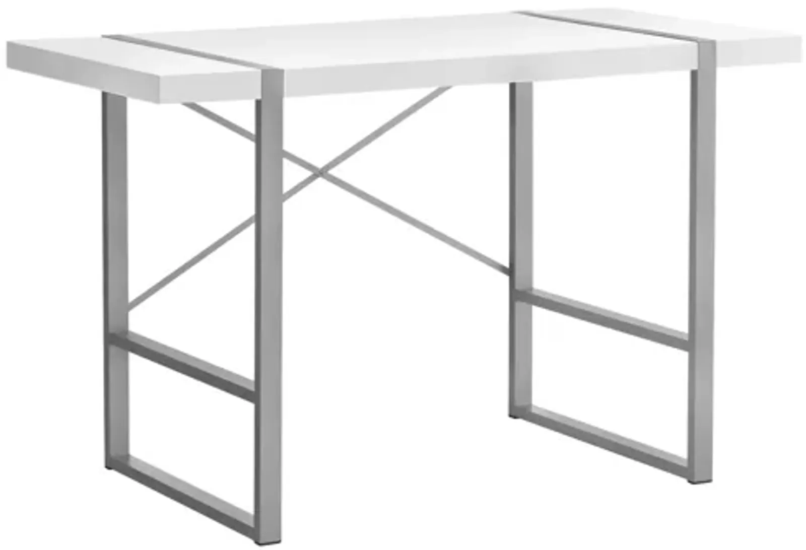 Silver Metal & White 48" Computer Desk