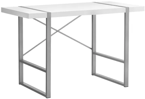 Silver Metal & White 48" Computer Desk