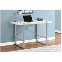 Silver Metal & White 48" Computer Desk