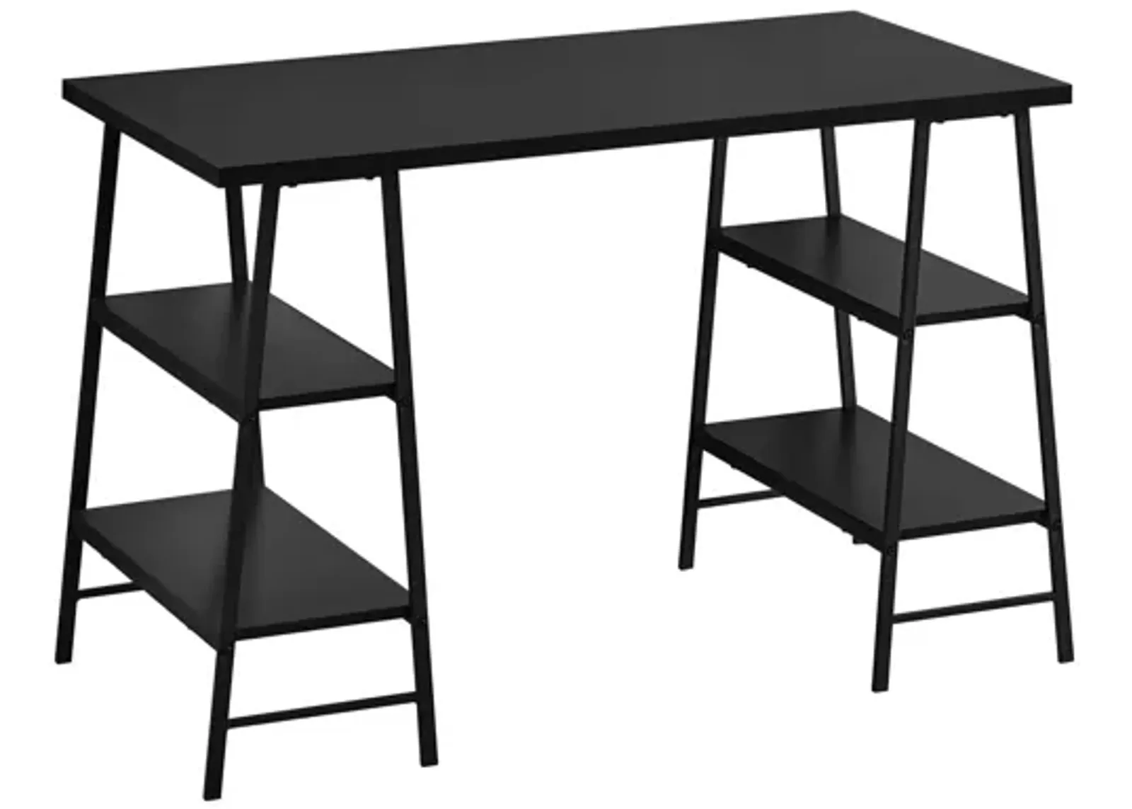 Black Metal 48" Computer Desk with Shelves