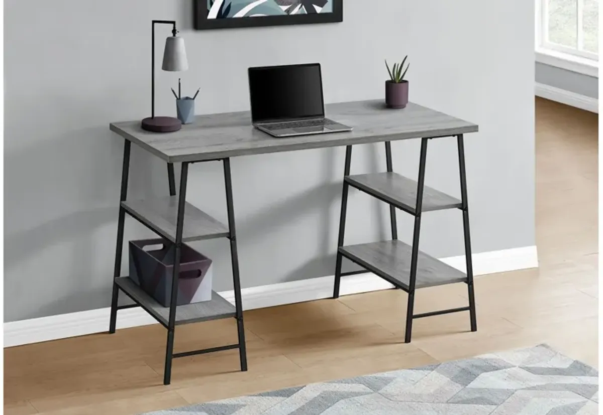 Black Metal & Grey 48" Computer Desk with Shelves