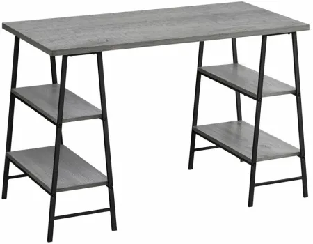 Black Metal & Grey 48" Computer Desk with Shelves