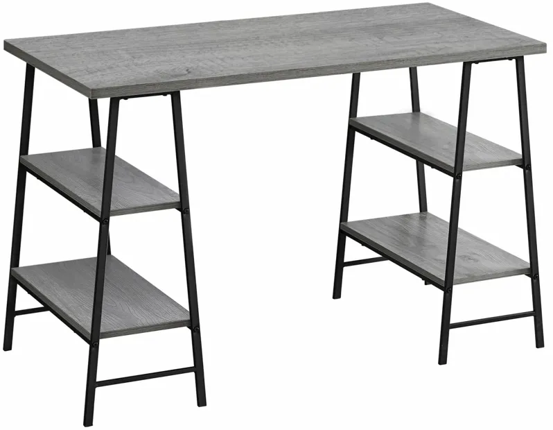 Black Metal & Grey 48" Computer Desk with Shelves