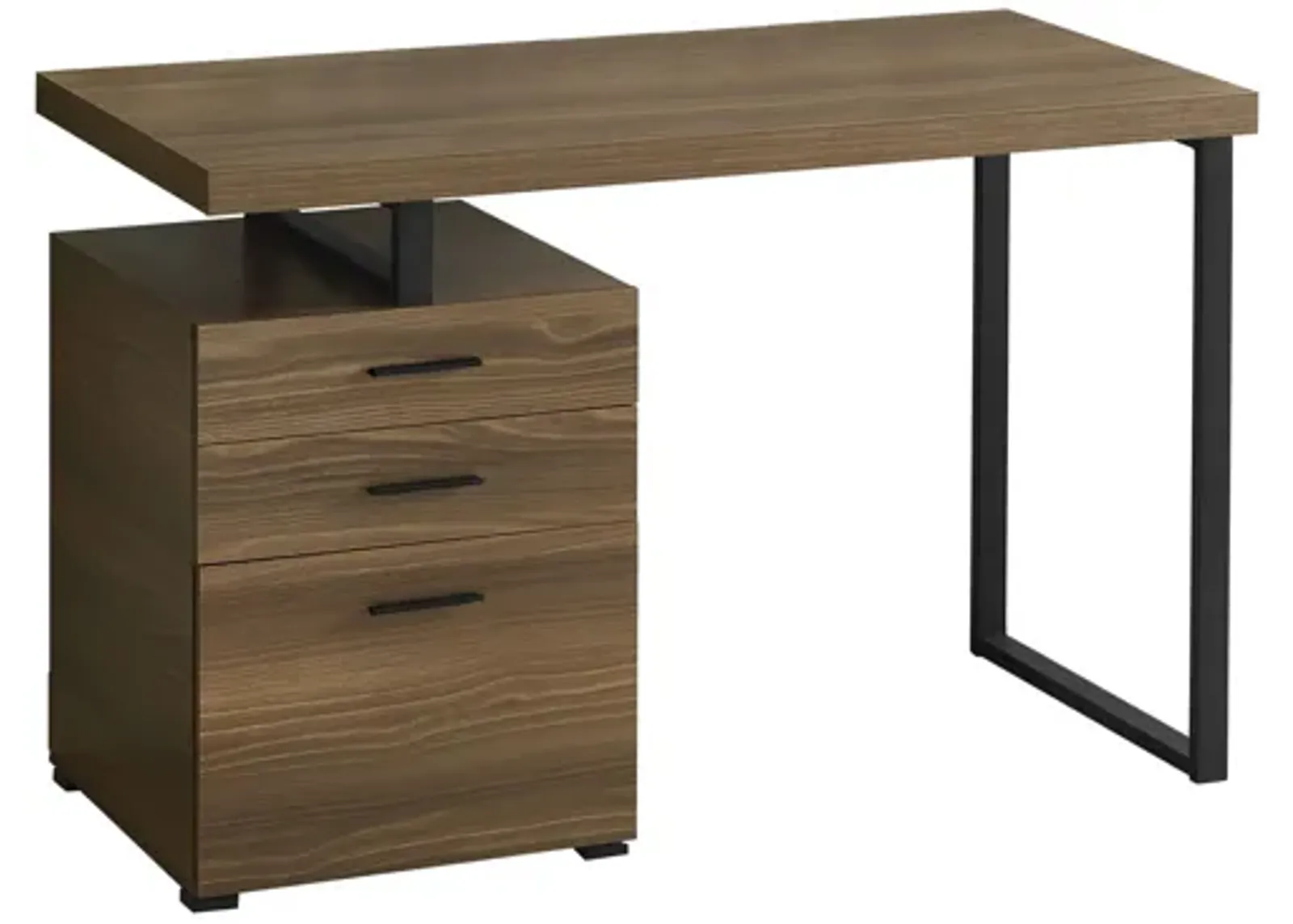 Walnut & Black Metal Computer Desk