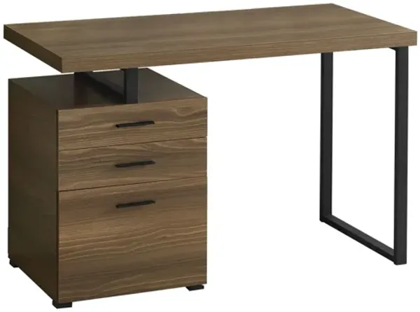 Walnut & Black Metal Computer Desk