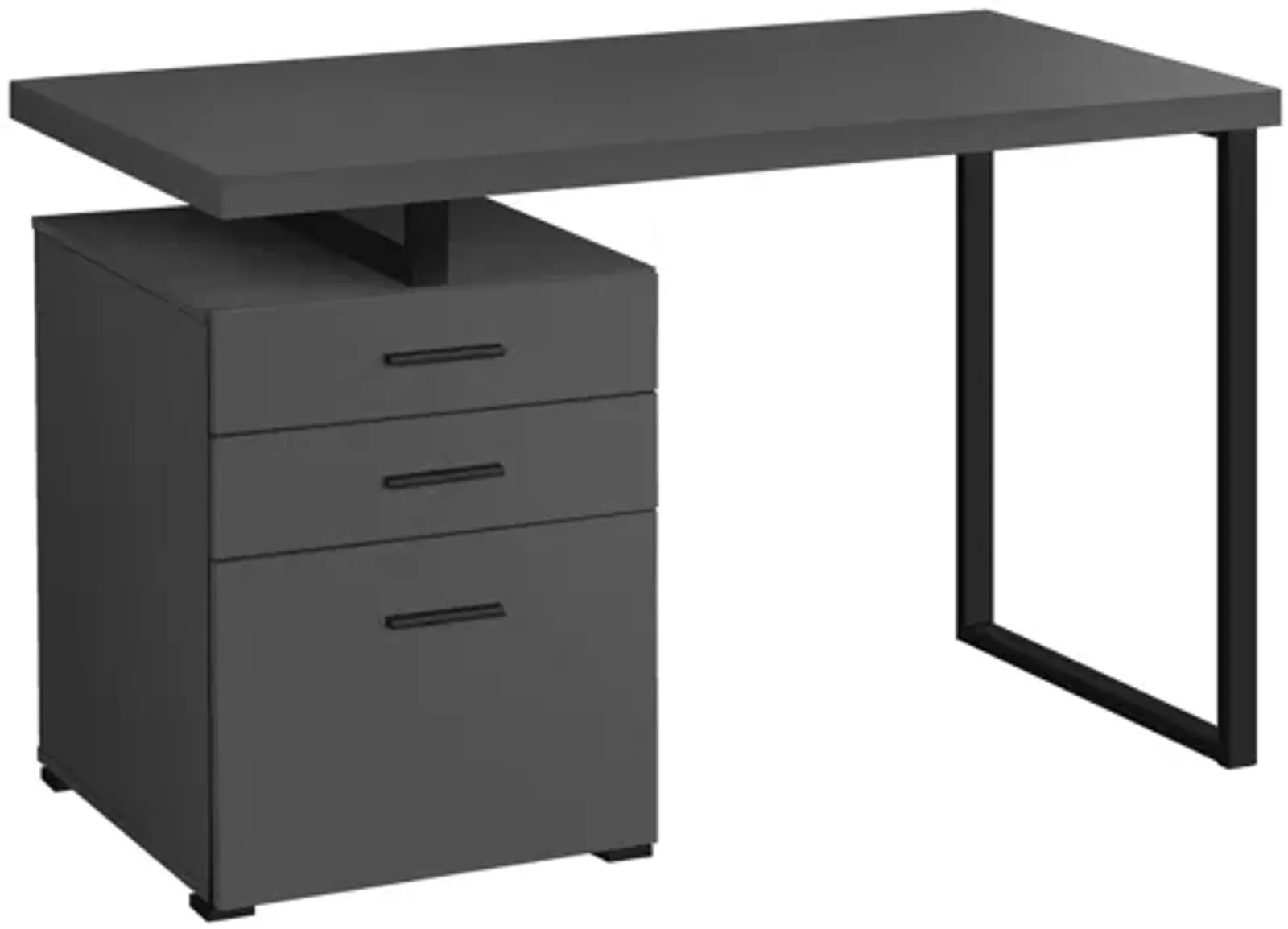 Computer Desk - 48"L / Modern Grey / Black Metal / L/R