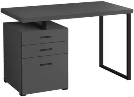 Computer Desk - 48"L / Modern Grey / Black Metal / L/R