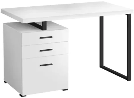 Computer Desk - 48"L / White / Black Metal / L/R Face