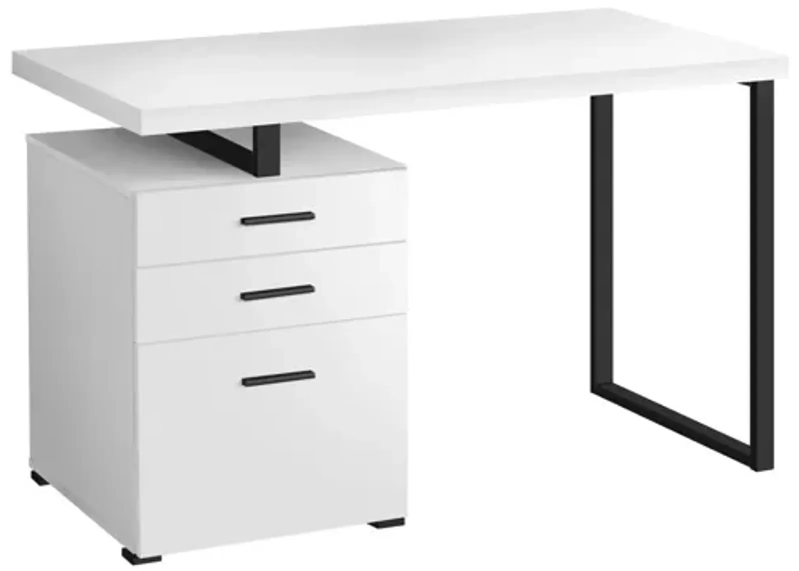 Computer Desk - 48"L / White / Black Metal / L/R Face