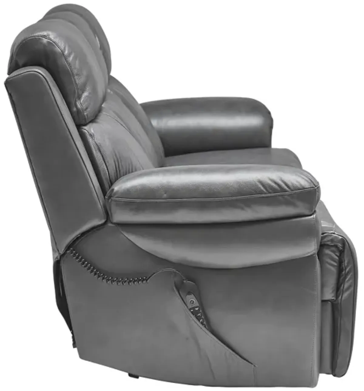 Vega Leather Triple Power Reclining Sofa with Drop Down Table, Heat & Massage