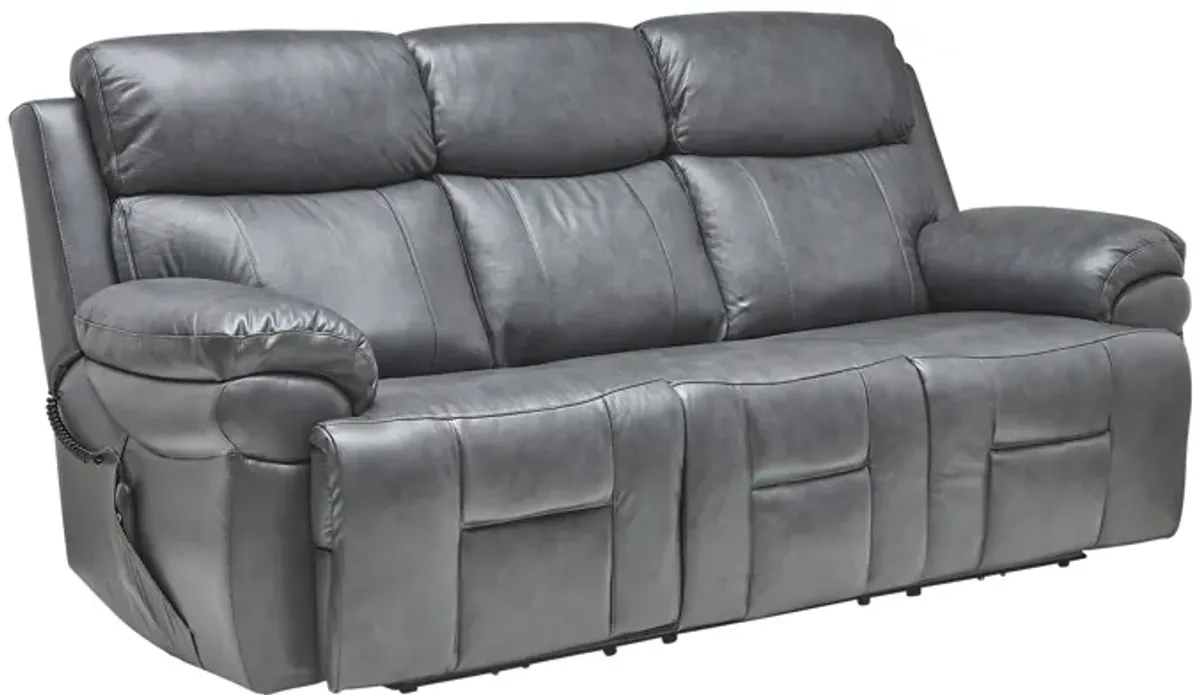 Vega Leather Triple Power Reclining Sofa with Drop Down Table, Heat & Massage