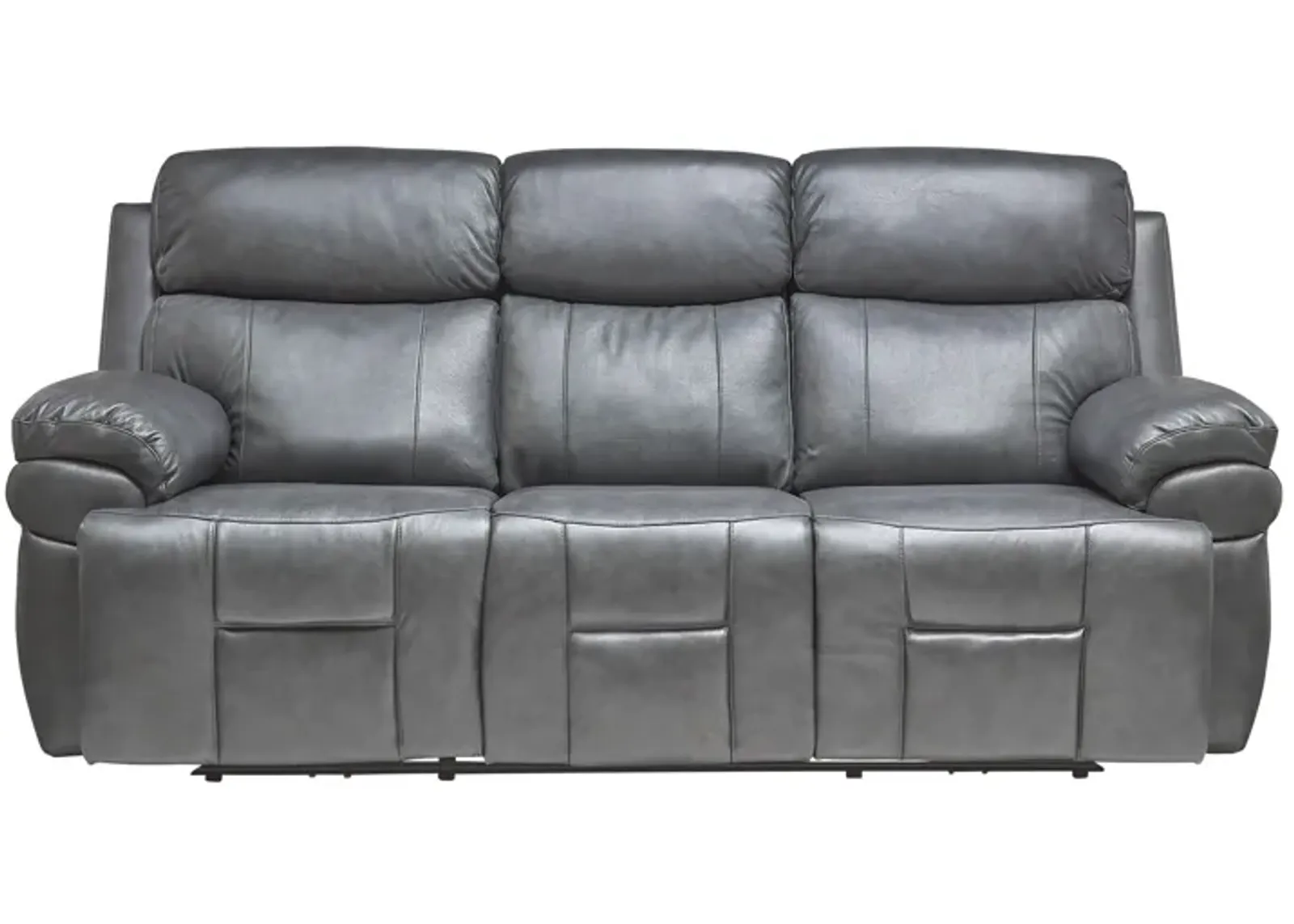 Vega Leather Triple Power Reclining Sofa with Drop Down Table, Heat & Massage