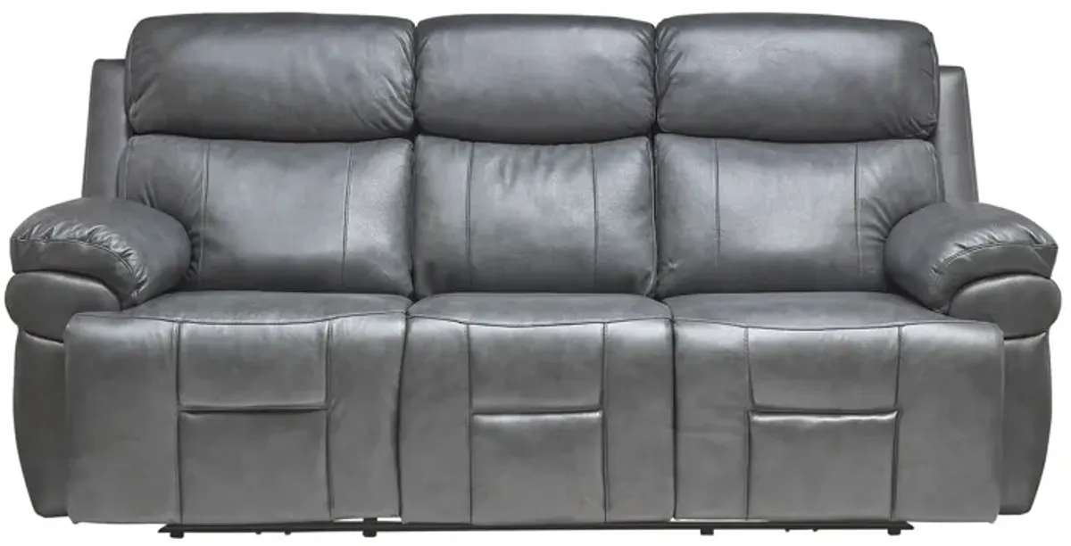 Vega Leather Triple Power Reclining Sofa with Drop Down Table, Heat & Massage