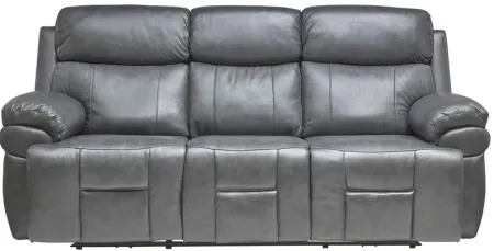 Vega Leather Triple Power Reclining Sofa with Drop Down Table, Heat & Massage