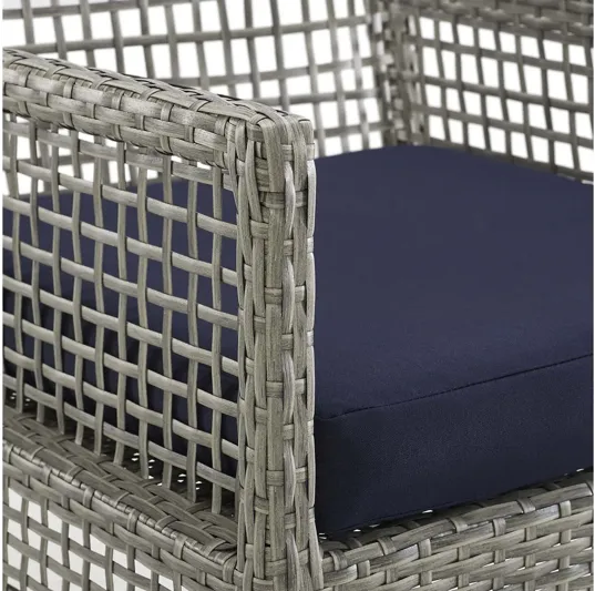 Aura 7 Piece Outdoor Patio Wicker Rattan Set in Gray Navy