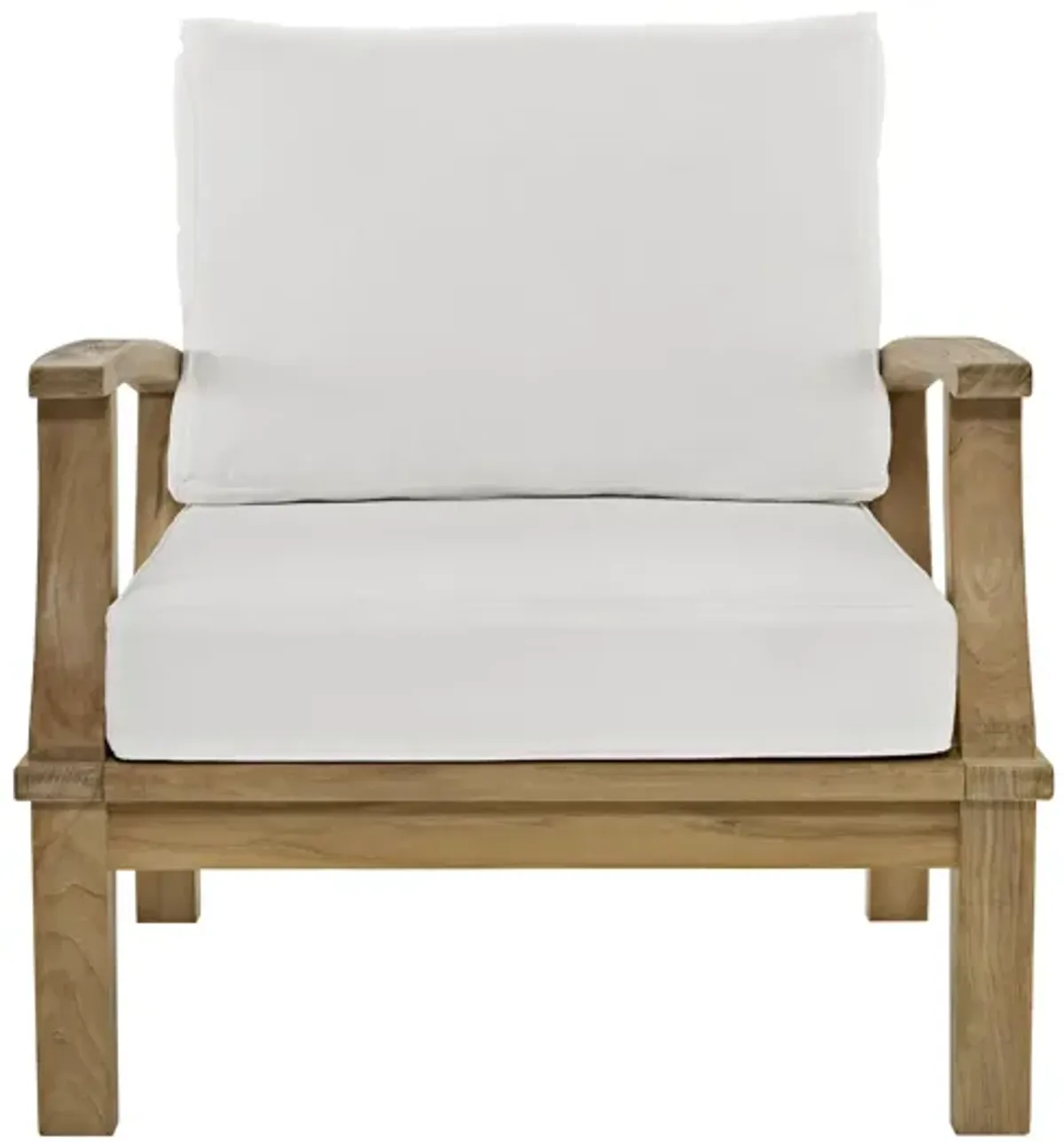 Marina Outdoor Patio Teak Armchair in Natural White