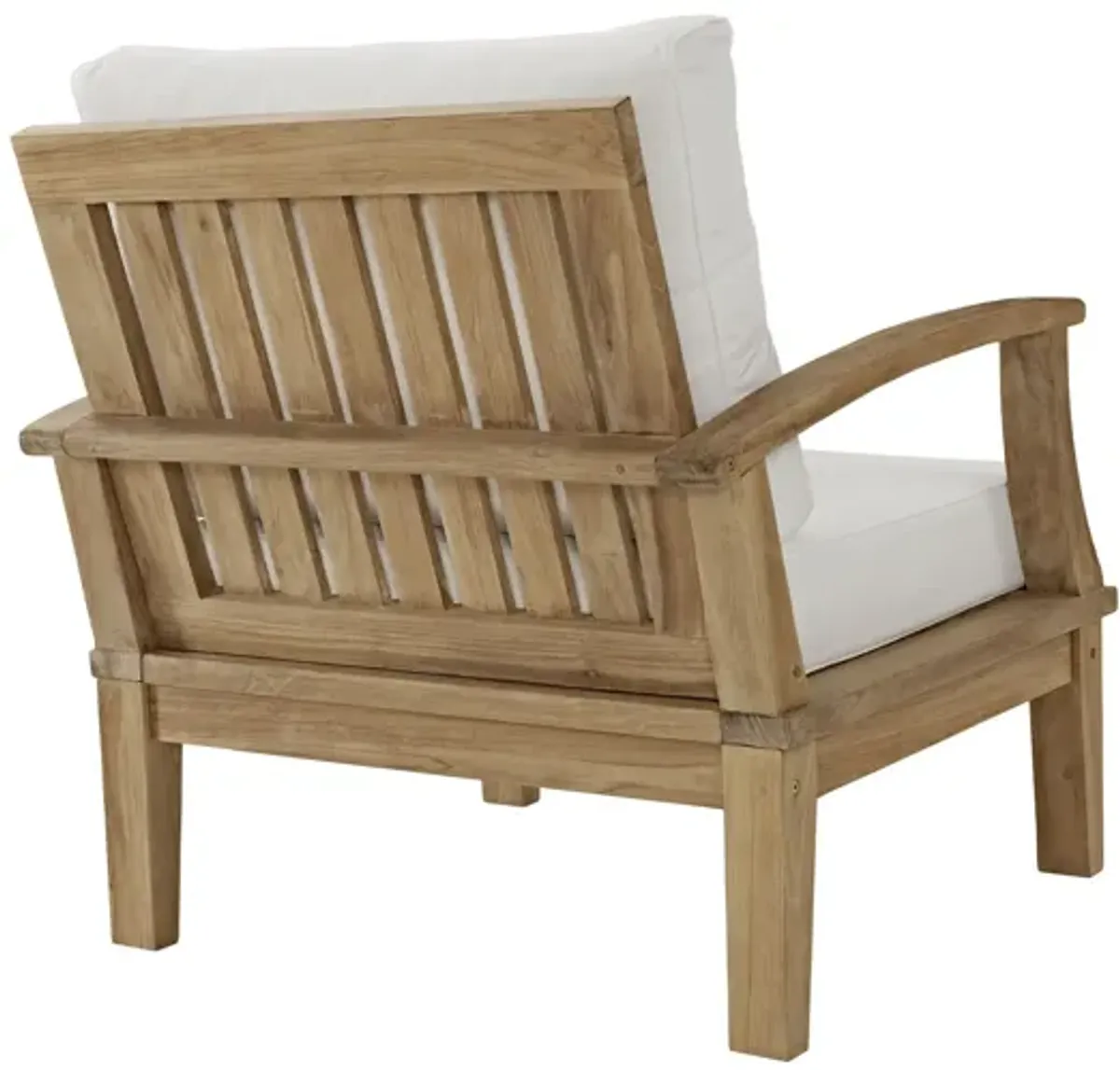 Marina Outdoor Patio Teak Armchair in Natural White