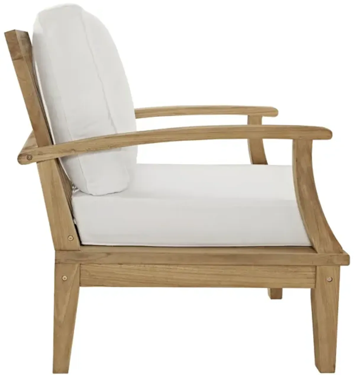 Marina Outdoor Patio Teak Armchair in Natural White