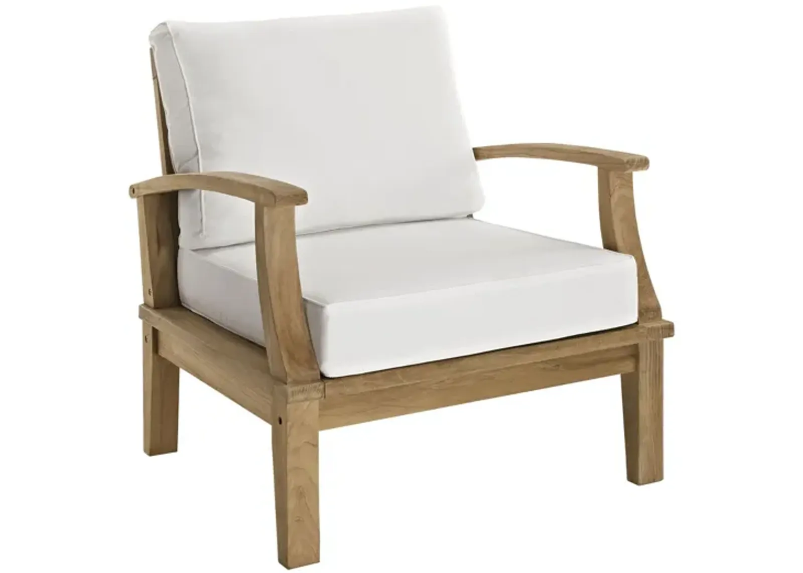 Marina Outdoor Patio Teak Armchair in Natural White