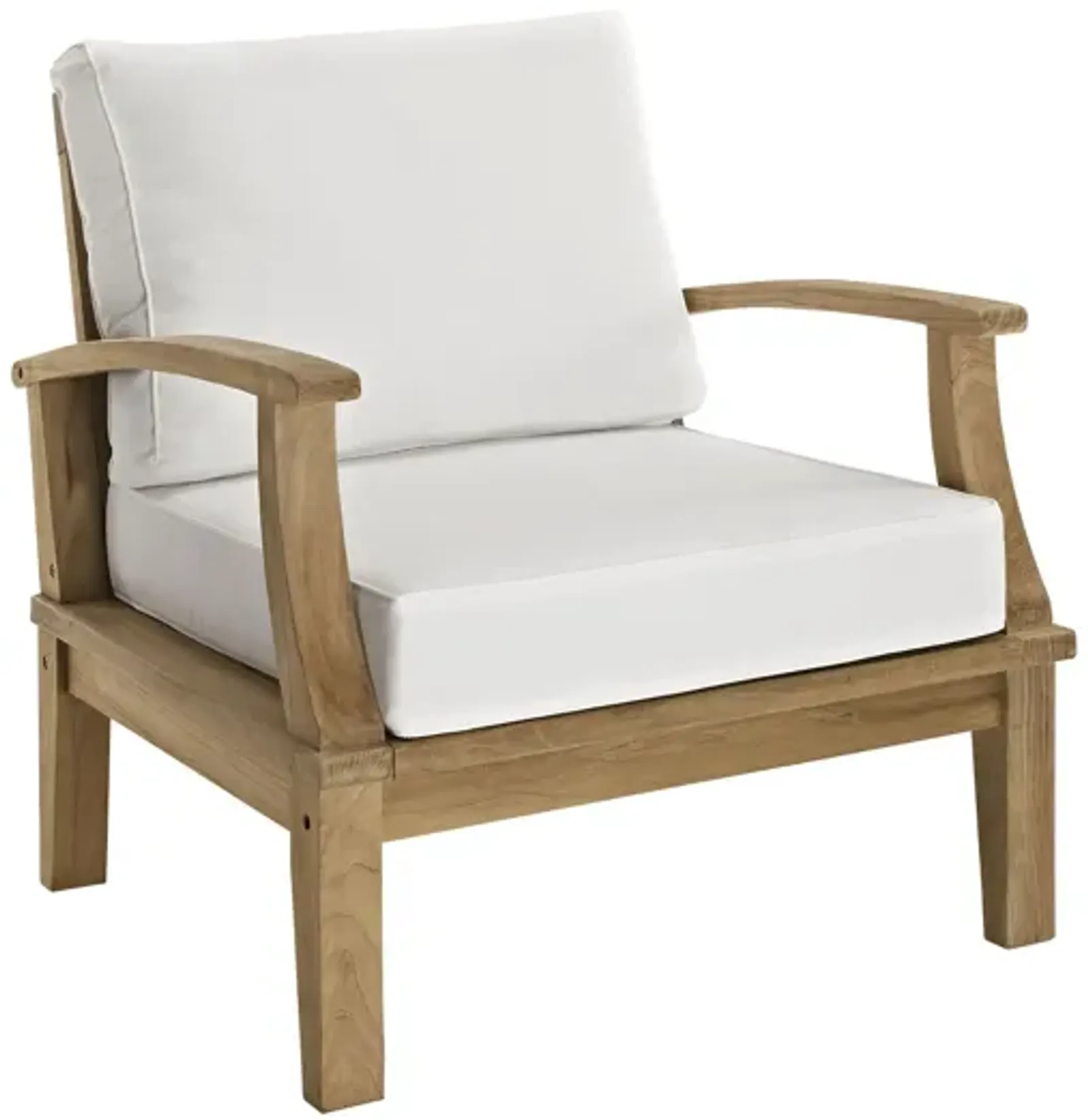 Marina Outdoor Patio Teak Armchair in Natural White