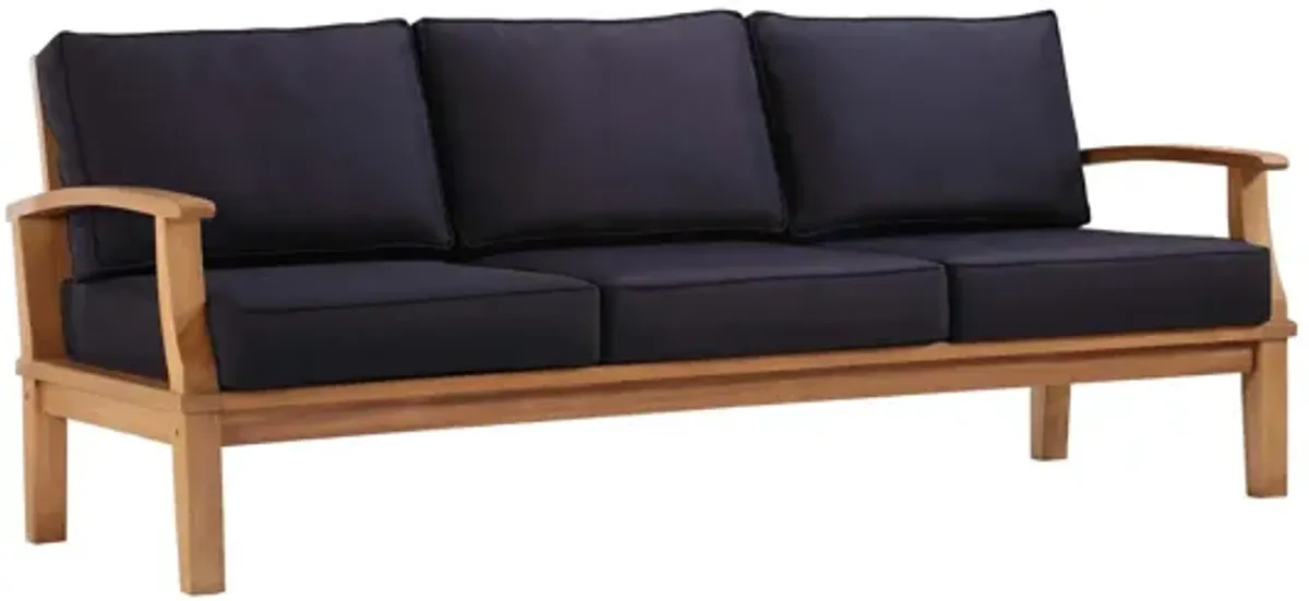 Marina Outdoor Patio Teak Sofa in Natural Navy