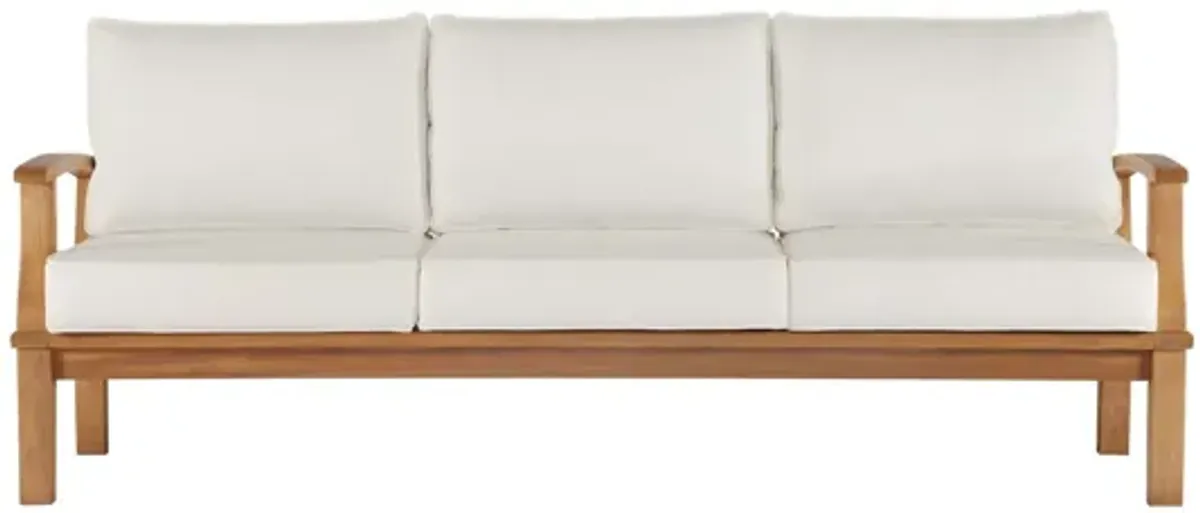 Marina Outdoor Patio Teak Sofa in Natural White