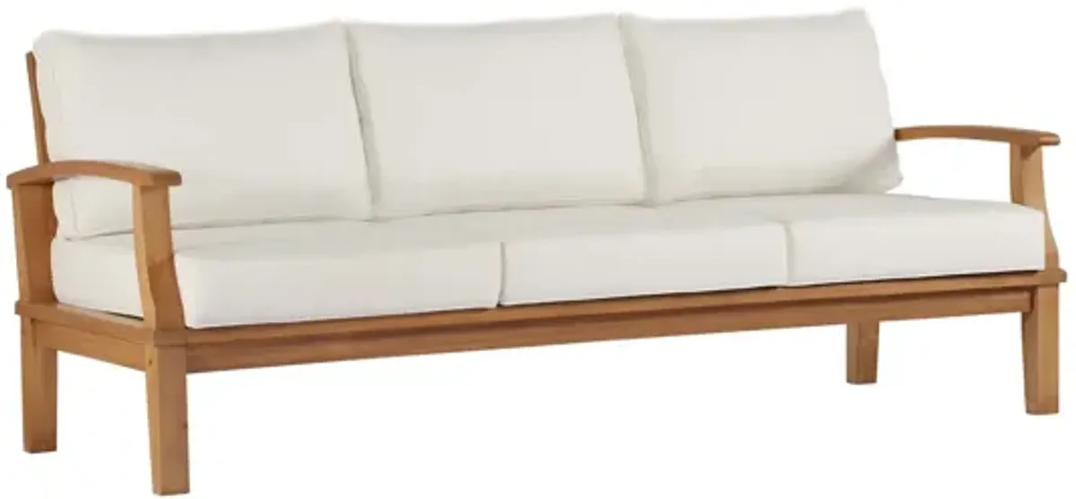 Marina Outdoor Patio Teak Sofa in Natural White