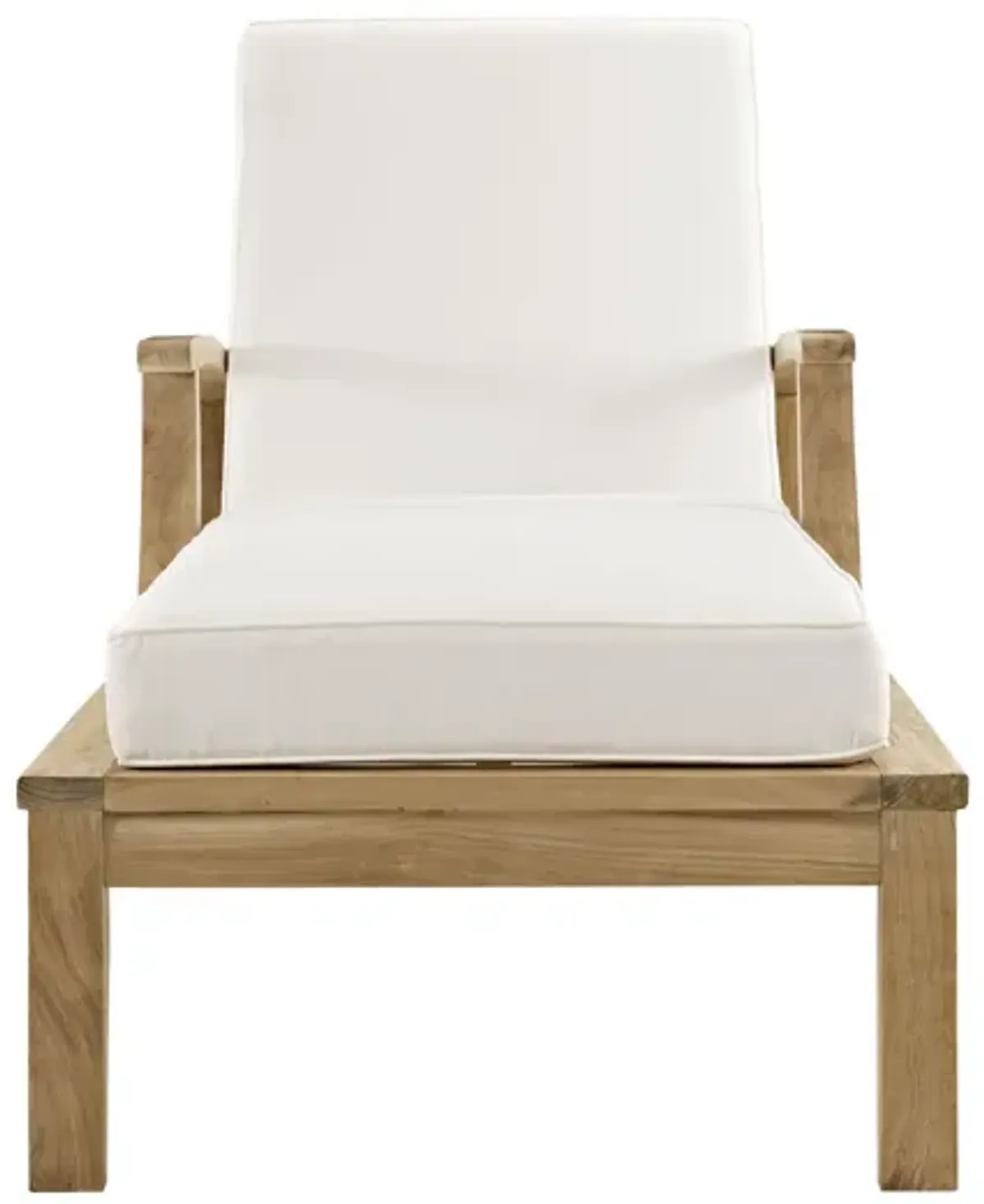 Marina Outdoor Patio Teak Single Chaise in Natural White