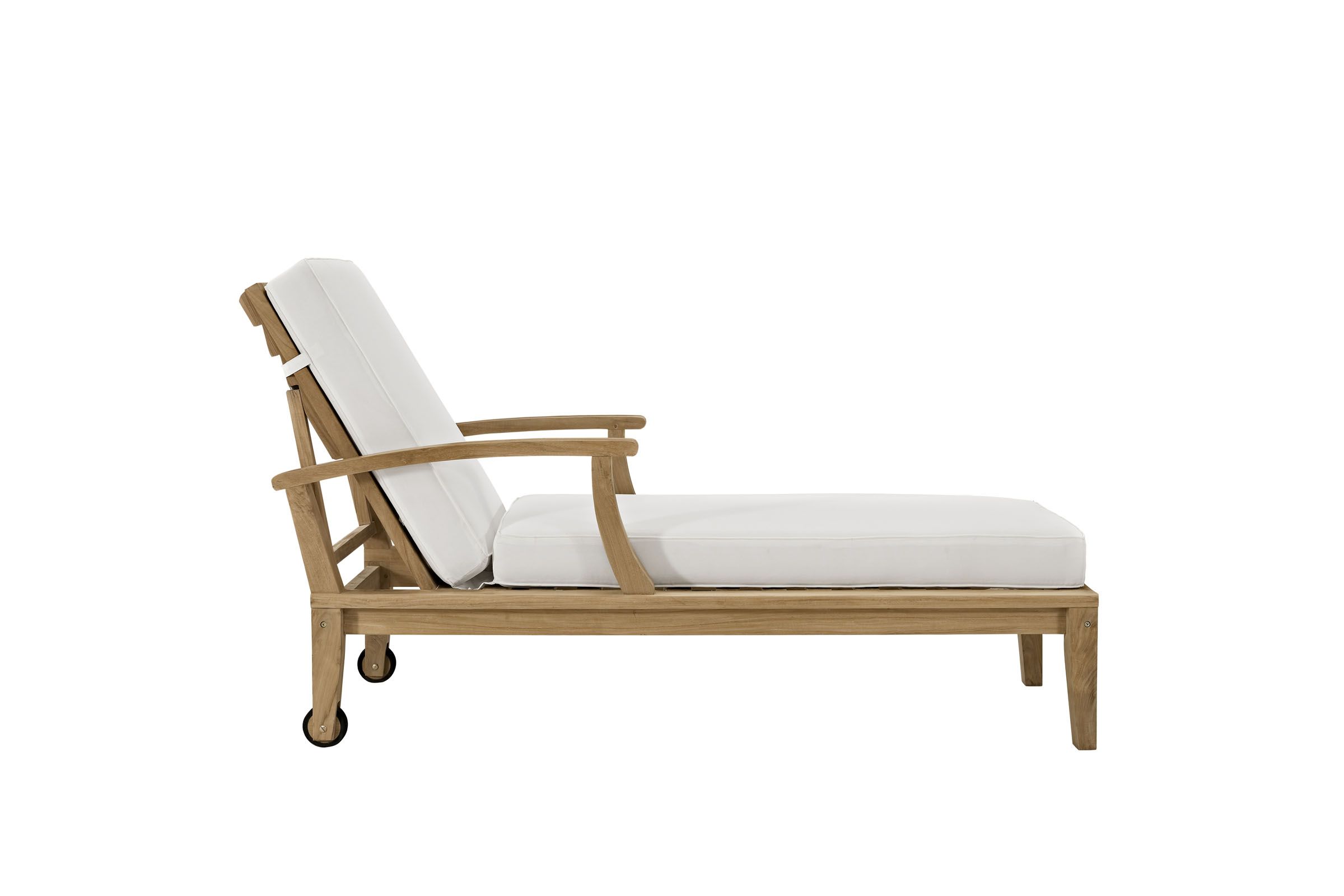 Marina Outdoor Patio Teak Single Chaise In Natural White