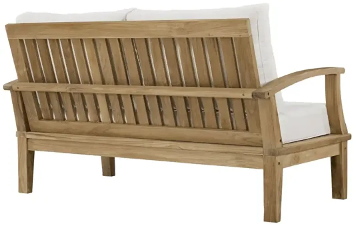 Marina Outdoor Patio Teak Loveseat  in Natural White