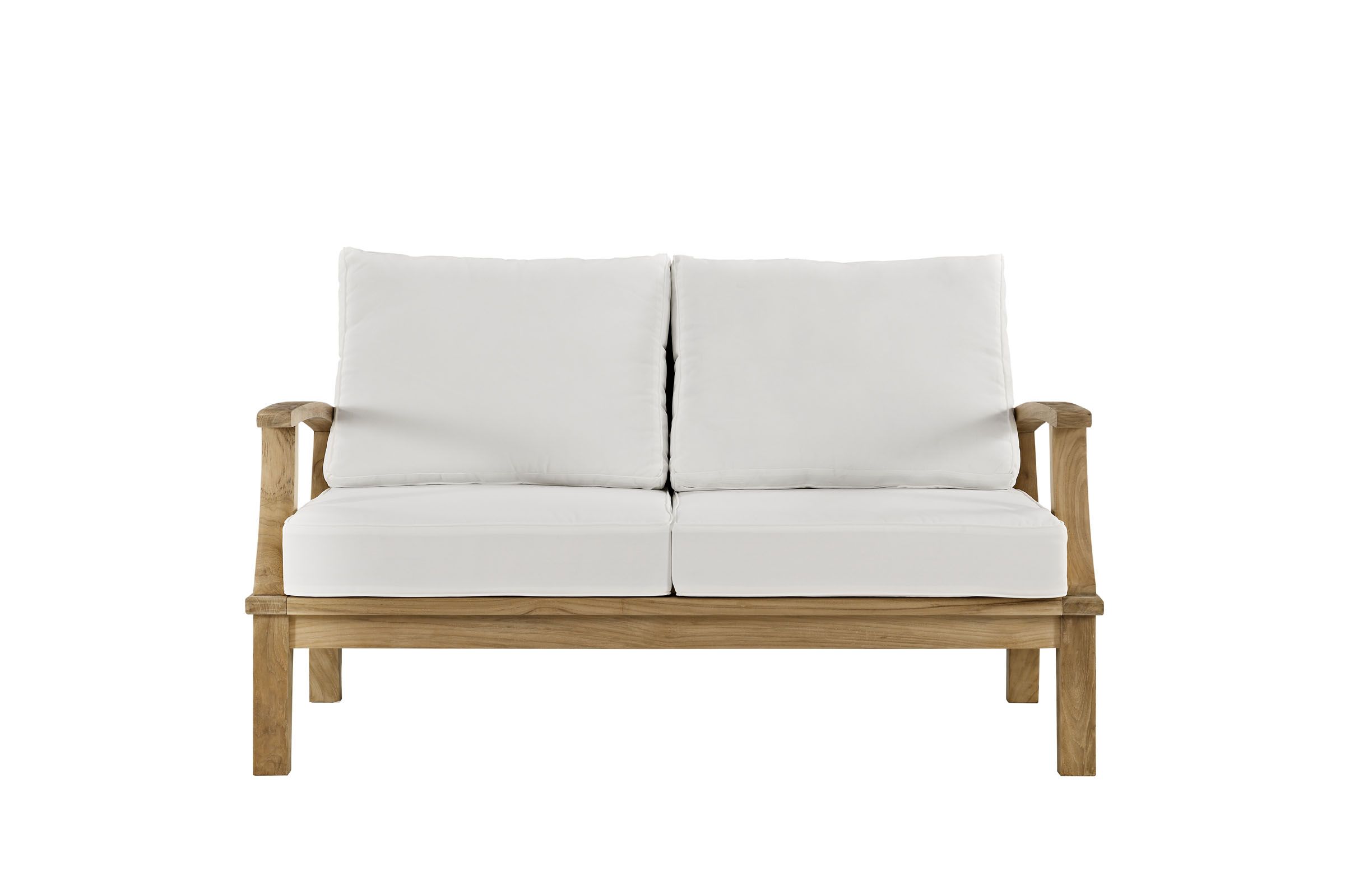 Marina Outdoor Patio Teak Loveseat in Natural White