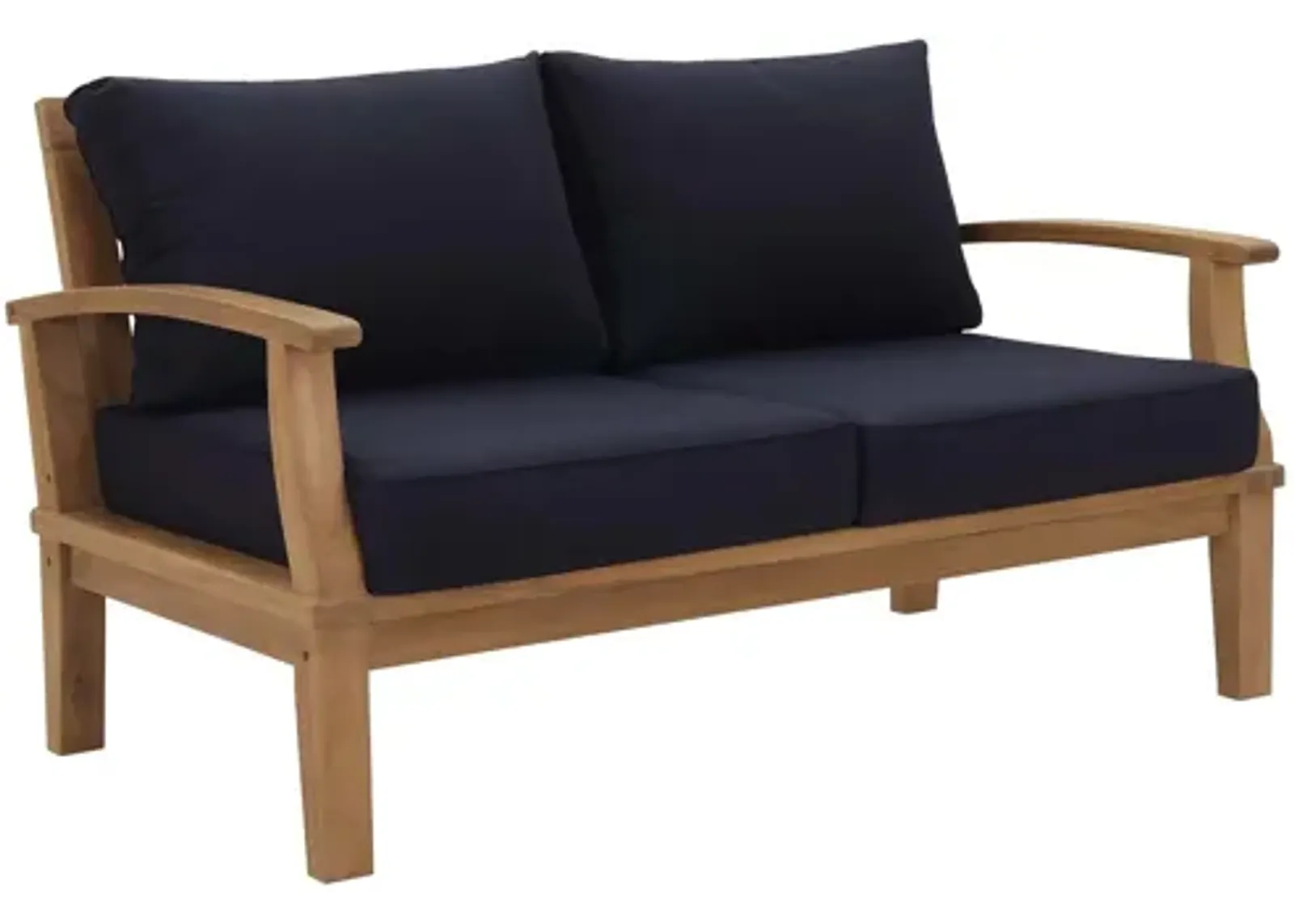 Marina Outdoor Patio Teak Loveseat  in Natural Navy